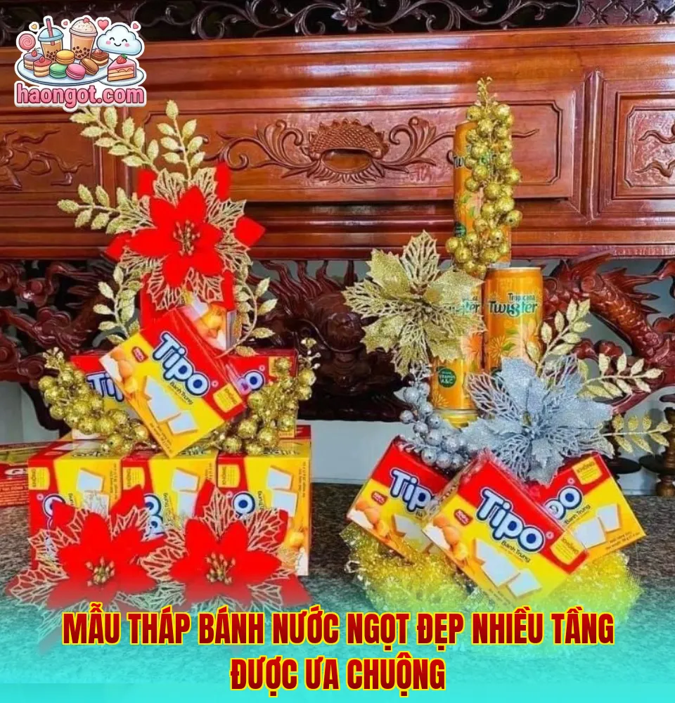 Mẫu tháp bánh nước ngọt đẹp nhiều tầng được ưa chuộng