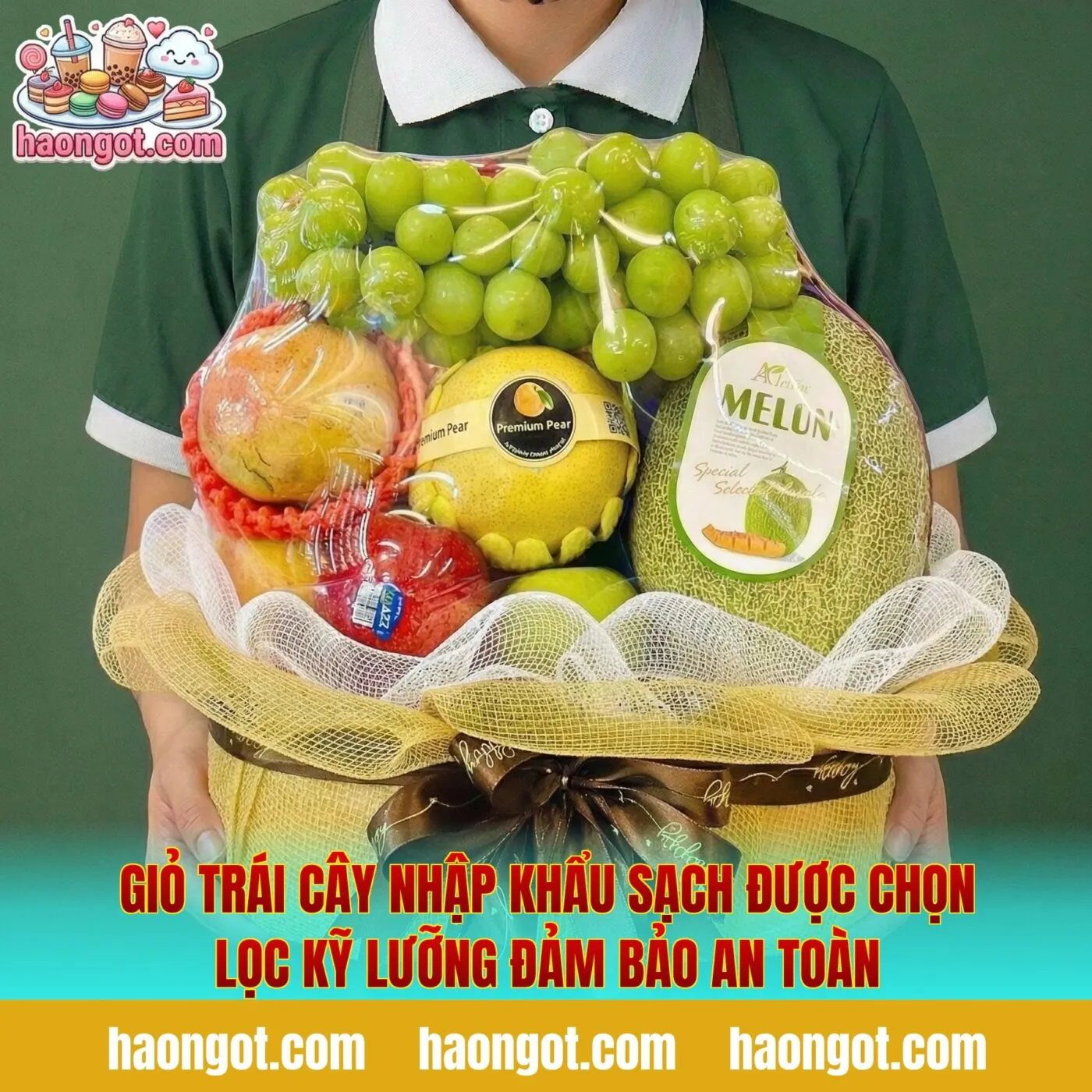 Giỏ trái cây nhập khẩu sạch được chọn lọc kỹ lưỡng đảm bảo an toàn