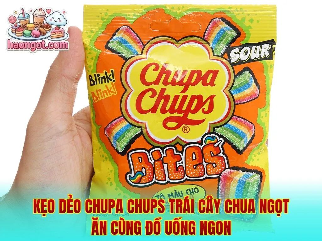 Kẹo dẻo Chupa Chups trái cây chua ngọt ăn cùng đồ uống ngon