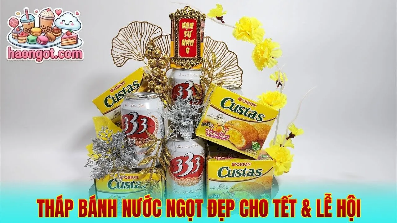 Tháp Bánh Nước Ngọt Đẹp Cho Tết & Lễ Hội
